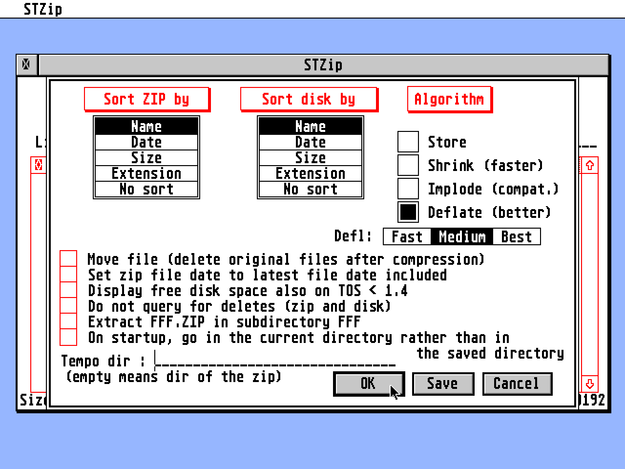 STZIP atari screenshot